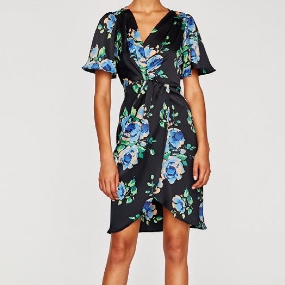 Zara Dresses Zara Knotted Floral Print Wrap Dress Poshmark